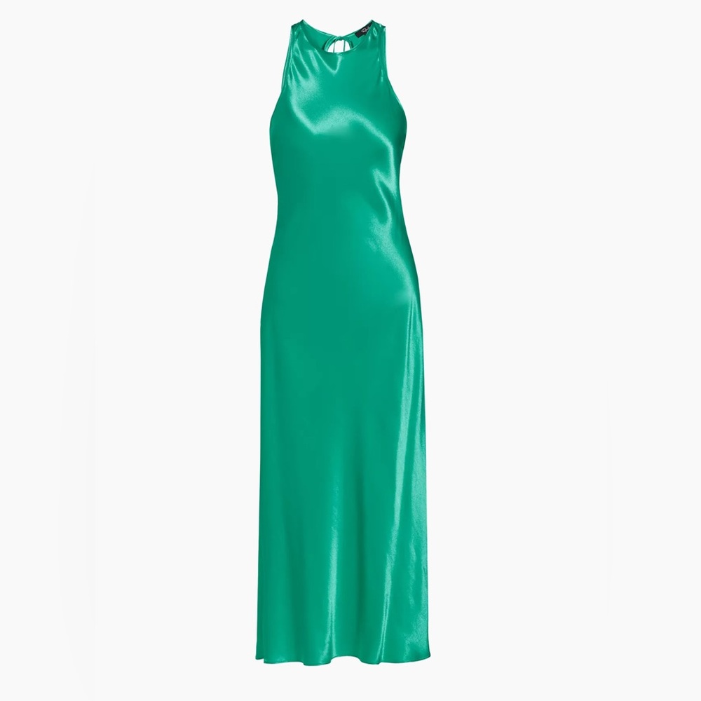 Rails Solene Satin Bias-Cut Midi-Dress in Jade Size Small